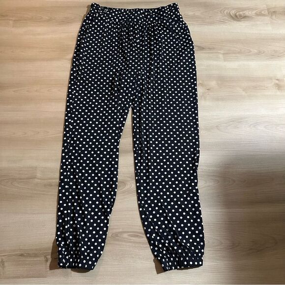 Lands' End Black and White Polka Dotted Slinky Pants Size Medium 10-12 - Picture 3 of 10